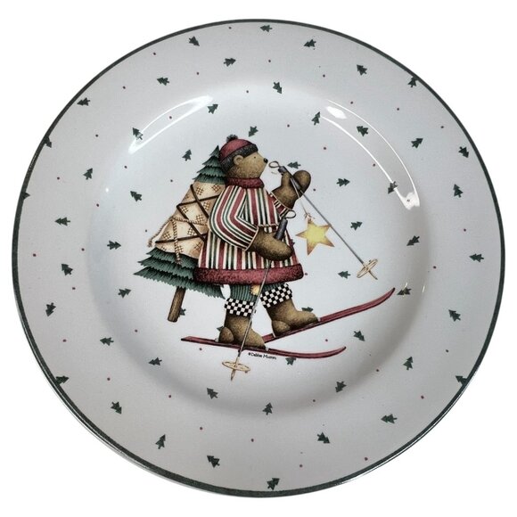 Set Of 4 Sakura Debbie Mumm Sledding Characters Ceramic Salad Plates 8.25 Skiing - Picture 8 of 9